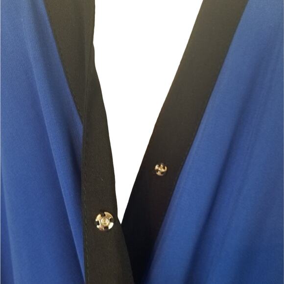 Bar IIl Contrast Trim Blue & Black Sleeveless Surplice Jumpsuit Large NWT - Picture 3 of 3